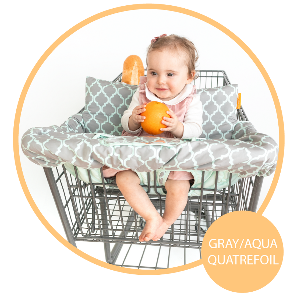 Baby Shopping Cart Cover - Grey/Aqua