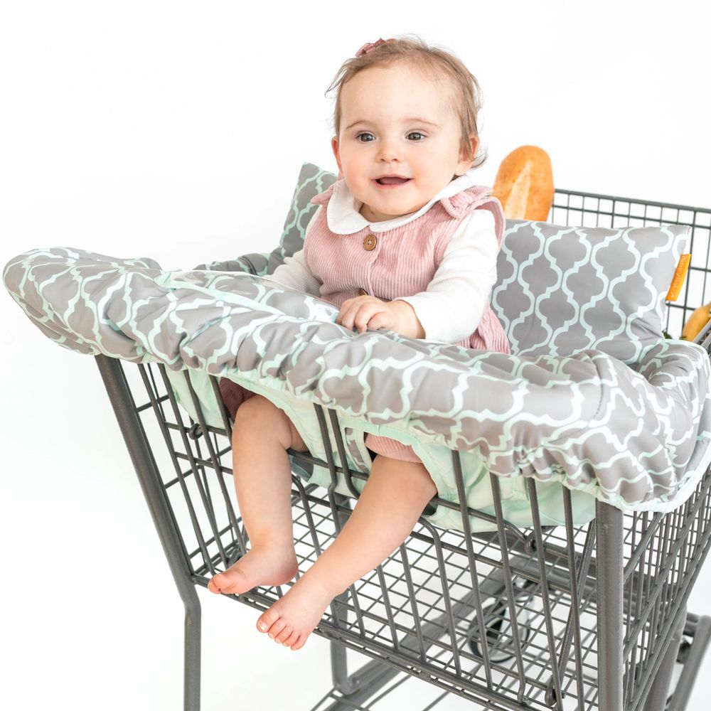 Baby Shopping Cart Cover - Grey/Aqua