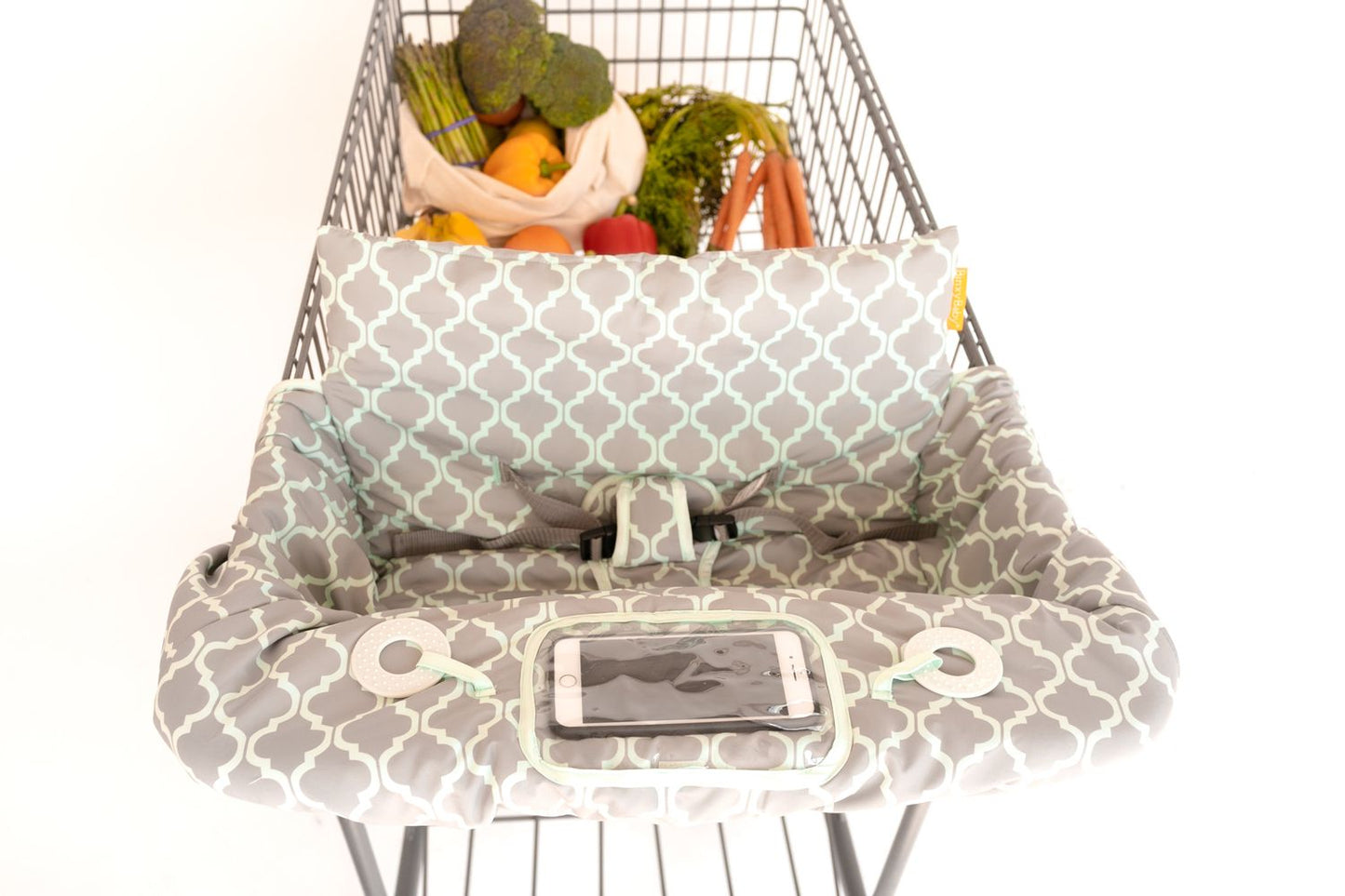 Baby Shopping Cart Cover - Grey/Aqua